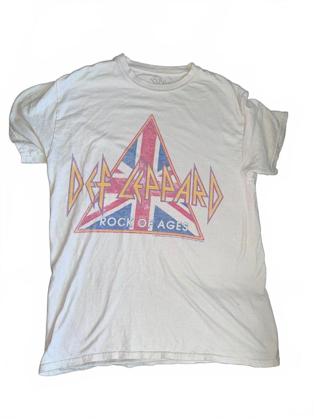 Def Leppard Rock of Ages White Graphic T-Shirt Size Small